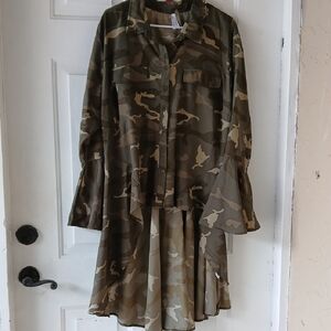 Women's Olive Camo Utility Shirt Jacket